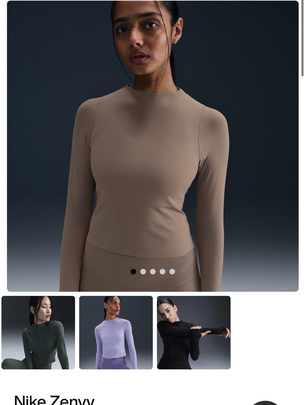 Nike Long-Sleeve Mock Neck Top - Taupe